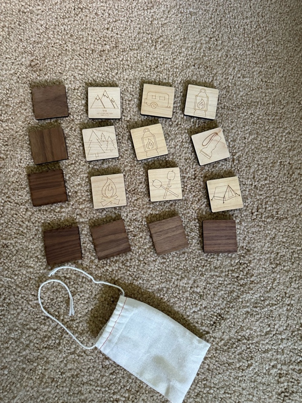 Wooden Camping Memory Matching Game - Natural Brown